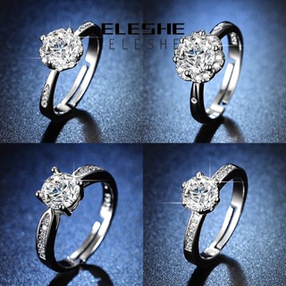 Eleshe Jewelry แหวนเงิน 925 ประดับเพชรโมอิส เรียบง่าย สําหรับผู้หญิง M071