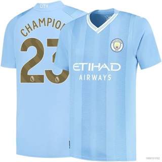 Si เสื้อกีฬาแขนสั้น ลายทีมฟุตบอล Manchester City CHAMPIONS พลัสไซซ์ สําหรับทุกเพศ 2023 24