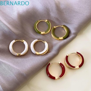 Bernardo ต่างหูห่วง อัลลอย ทรงกลม สีพื้น สไตล์เกาหลี เรียบง่าย ของขวัญ