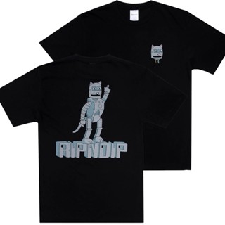 Ripndip Mean Cat เสื้อยืดลําลอง แขนสั้น พิมพ์ลายหุ่นยนต์ ทรงหลวม สําหรับผู้ชาย และผู้หญิง