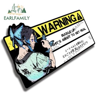 Earlfamily สติกเกอร์ติดรถยนต์ กันน้ํา กันแดด 13 ซม. x 6.6 ซม. สําหรับ Kochou Shinobu Concentrate on Driving Warning