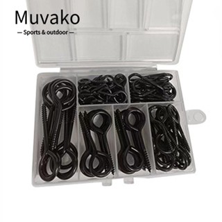 Muvako สกรูโลหะ สีดํา 5 ขนาด 105 ชิ้น อุปกรณ์เสริม สําหรับในร่ม และกลางแจ้ง DIY