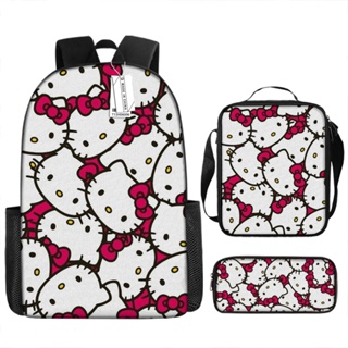 กระเป๋าเป้สะพายหลัง กระเป๋านักเรียน กระเป๋าดินสอ ลายการ์ตูน Hello Kitty สําหรับเด็กนักเรียน