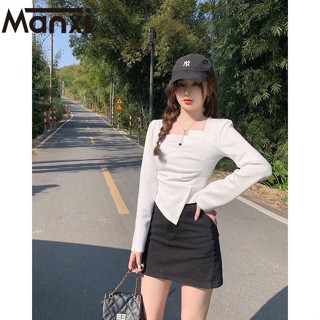 Manxi เสื้อเชิ้ตผู้หญิง เสื้อแฟชั่นผู้หญิง สะดวกสบาย  มีความรู้สึกของการออกแบบ  A92M0SM