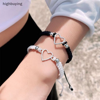 [highbuying] สร้อยข้อมือคู่รัก รูปหัวใจ ปรับได้ เครื่องประดับ สําหรับผู้หญิง และผู้ชาย 2 ชิ้น พร้อมส่ง