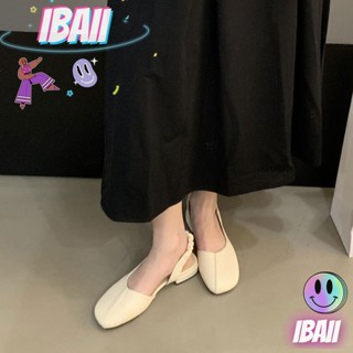 IBAII.  ใหม่รองเท้าแตะสไตล์เกาหลีรองเท้าส้นแบนหนังนิ่มอเนกประสงค์