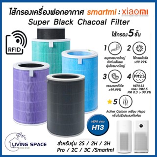 （มี RFID）ไส้กรองอากาศ Xiaomi 2/2S/2H/3H/3C/Pro/4Lite/4Pro/4ProH มีกรองคาร์บอน ต้านเชื้อแบคทีเรีย การกำจัดฟอร์มาลด