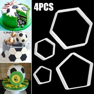 New 4pcs Football Icing Cutter Mould Fondant Cake Cookie Mold Sugarcraft Decor