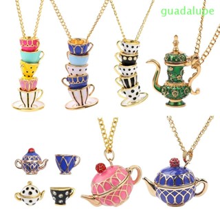 Guadalupe สร้อยคอโซ่ยาว จี้รูปถ้วยชากาแฟน่ารัก แฮนด์เมด