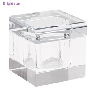 Brightstar ใหม่ ถ้วยแก้วคริสตัล ทรงสี่เหลี่ยม พร้อมฝาปิด สําหรับใส่ผงอะคริลิคเหลว ตกแต่งเล็บ