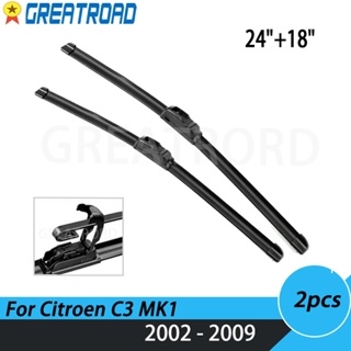 ใบปัดน้ําฝนกระจกหน้ารถยนต์ LHD 24 นิ้ว และ 18 นิ้ว สําหรับ Citroen C3 MK1 2002-2009