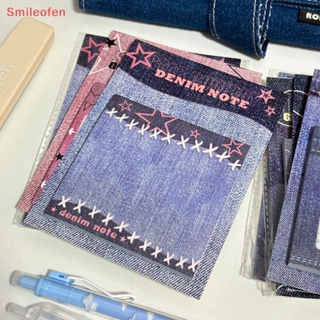 [Smileofen] ใหม่ สติกเกอร์กระดาษโน้ต ผ้ายีน ลายหน้ายิ้ม สไตล์วินเทจ เรียบง่าย อุปกรณ์เสริมเครื่องเขียน สําหรับนักเรียน สํานักงาน 40 ชิ้น