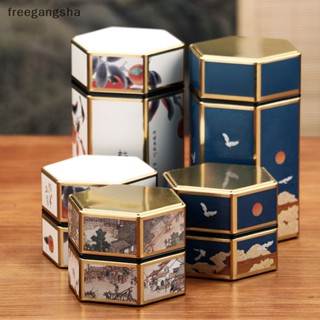 [FREG] Creative Hexagonal Teapot Tin Can Chinese Tinplate Tea Storage  Sealed Portable Tea Box Empty Can Tea Set Accessories FDH