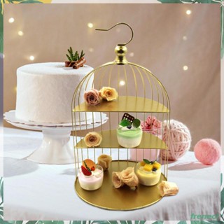 [Freneci] Birdcage Cake Stand Cupcake Display Holder Art Jewellery Iron Case 3 Layer Desktop Make up Bird Cage Food Container Iron Cake Display Basket