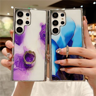 เคสโทรศัพท์มือถือ ลายหินอ่อน พร้อมแหวนขาตั้ง สําหรับ Samsung S23 Ultra S22ultra S21ultra S22plus S23plus