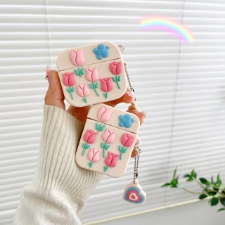 เคสหูฟังซิลิโคน ลายดอกไม้ ดอกกุหลาบ สําหรับ airpods pro 2 3 3rd