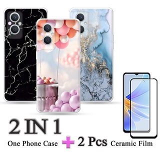 2 IN 1 OPPO Reno 7Z 8Z 8 Lite 7 Lite 5G เคสนิ่ม พร้อมตัวป้องกันเซรามิก หน้าจอโค้ง ฟิล์มนิรภัย