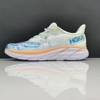 ใหม่ HOKA ONE ONE Clifton 8 รองเท้าผ้าใบ รองเท้าวิ่ง ดูดซับแรงกระแทก สีฟ้าทะเลสาบ สีเหลืองอ่อน LNZE 2023