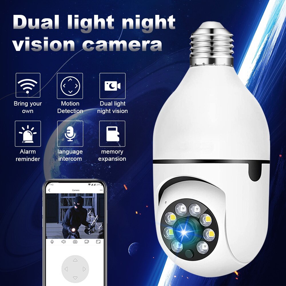 Home Security กล้อง IP E27 ไฟ LED Fisheye หลอดไฟ 360 Panoramic WiFi LED กล้อง Panoramic Two Ways Aud