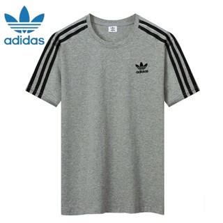 Adidas เสื้อยืดลําลอง ผ้าฝ้าย แขนสั้น คอกลม ปักลายโลโก้ ของแท้ สําหรับเล่นกีฬากลางแจ้ง