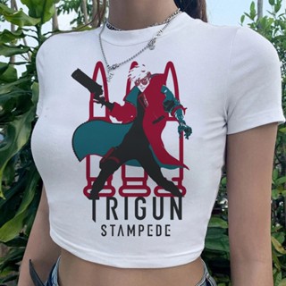 Trigun streetwear เสื้อครอปท็อป ไซเบอร์น่ารัก แฟชั่นเกาหลี โกธิค 2000s y2k 90s