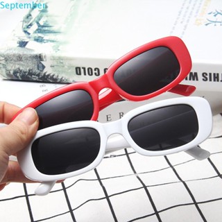 September แว่นกันแดดทรงสี่เหลี่ยมผืนผ้าแนวเรโทรหลายสี