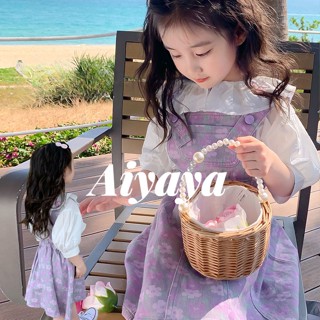 Aiyaya ชุดเซ็ทเด็กผู้หญิง เสื้อผ้า+กระโปรงสายรัดดอกไม้ ชุดเซต 2 ชิ้น เสื้อผ้าเด็ก (674)