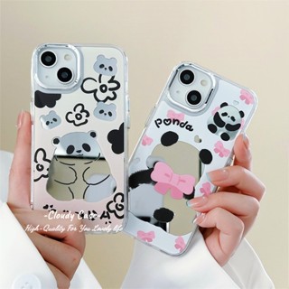 เคสป้องกันโทรศัพท์มือถือ แบบนิ่ม ลายแพนด้า และก้อนเมฆ สําหรับ iPhone 14 13 12 11 Pro Max