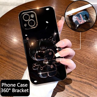 สําหรับ OPPO Realme 5 5i 5s 5Pro 6i 7 7Pro 8 5G 8Pro 9Pro plus 9Pro+ เคสมือถือ Soft TPU Case เคสป้องกัน Luxury Cute Cartoon Mirror Kuromi Bracket กันกระแทก เปลือกไฟฟ้า