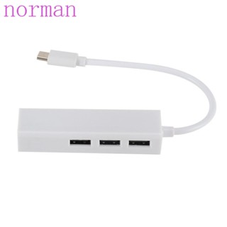 Norman การ์ดเครือข่าย TYPE-C เป็น RJ45 ฮับ USB 2.0 4 พอร์ต 24pin สําหรับแล็ปท็อป เมาส์ ดิสก์ U