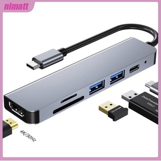 Ni 6-in-1 อะแดปเตอร์ฮับ USB C RJ45 SD TF การ์ดรีดเดอร์ PD ชาร์จเร็ว สําหรับ MacBook แล็ปท็อป