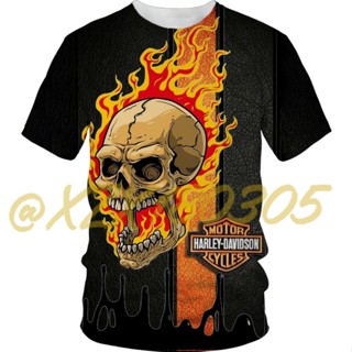 (ทั้งหมดในสต็อก Xzx180305ใหม่ เสื้อยืด พิมพ์ลาย Harley-Davidson Racing 3D 10