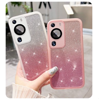 เคสโทรศัพท์มือถือ ซิลิโคนนุ่ม ใส ผิวด้าน กันกระแทก แต่งกลิตเตอร์ ไล่โทนสี ระยิบระยับ สําหรับ Huawei P60 Art P50E P50 P30 P40 Pro Plus 5G