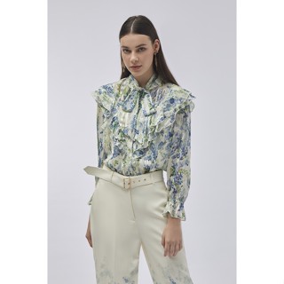 ESPADA เสื้อเบลาส์ผ้าชีฟองลายดอกไม้ ผู้หญิง | Floral Print Chiffon Blouse | 4630