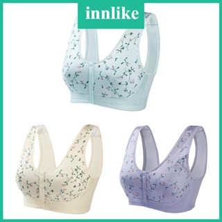 Inn ชุดชั้นใน บราเซียร์ กระดุมหน้า ผ้าฝ้าย ใส่สบาย แฟชั่นสําหรับผู้หญิงวัยกลางคน