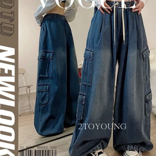 2TOYOUNG  กางเกงขายาว คาร์โก้ กางเกง เชือกอเมริกันคลาสิค Cargo pants 2023 NEW 072119 ทันสมัย รุ่นใหม่ ทันสมัย Comfortable A20M00Y 36Z230909