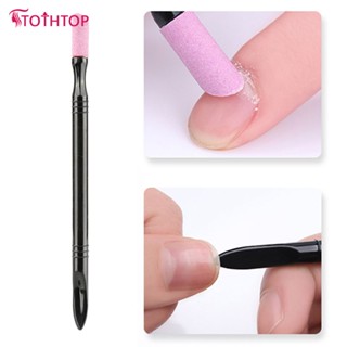 Nail Art Trimmer Polish Stick Quartz Scrub Exfoliator Cuticle Remover Pusher [ด้านบน]