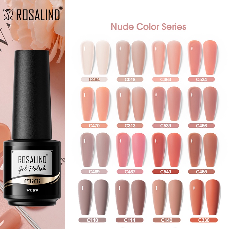 Rosalind Mini Black Bottle Long Lasting Nude Pink Brown Color Gel Nail Polish