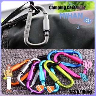 Mihan อุปกรณ์เสริมพวงกุญแจหัวเข็มขัดอลูมิเนียม D Carabiner หลากสี 1/2/5/10 ชิ้นสําหรับเดินป่าตั้งแคมป์