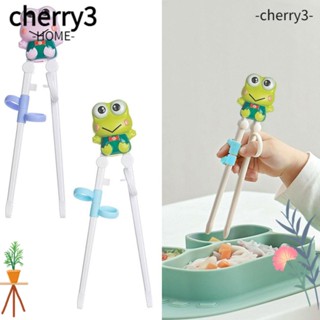 Cherry3 ตะเกียบ ABS รูปกบน่ารัก สีชมพู สีเขียว สําหรับหัดทานอาหารเด็ก