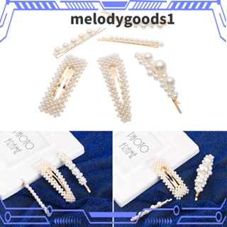 MELODYGOODS1 กิ๊บติดผม โลหะ ประดับมุก ดอกไม้ เครื่องประดับผม 6 ชิ้น