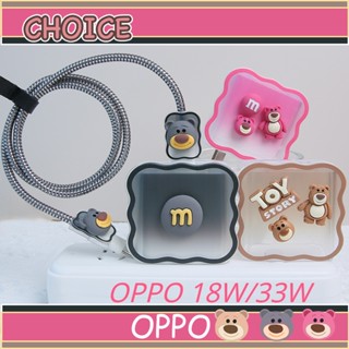 เคสโทรศัพท์มือถือนิ่ม ป้องกันสายชาร์จ ลายหมีสตรอเบอร์รี่ สําหรับ oppo 33W 18W 7z 5g 9 pro a76 pro a11 a32 a52 a72 a92s