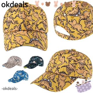 OKDEALS หมวกเบสบอล พิมพ์ลายการ์ตูนไดโนเสาร์ ป้องกันรังสียูวี แบบแห้งเร็ว เหมาะกับเดินชายหาดกลางแจ้ง สําหรับเด็ก