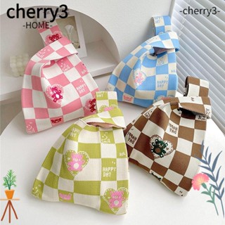 Cherry3 กระเป๋าถือ กระเป๋าสะพายไหล่ ผ้าถัก แฮนด์เมด ขนาดเล็ก สําหรับผู้หญิง