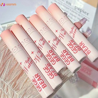 Gege Bear Water Light Crystal Mirror Lip Glaze ให้ความชุ่มชื้นและไวท์เทนนิ่ง Parity Student Style ไม่จางหายและไม่ติดถ้วย Lip Glaze veemm