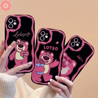 เคสโทรศัพท์มือถือนิ่ม ขอบโค้ง ลายการ์ตูนหมีสตรอเบอร์รี่น่ารัก 3D สําหรับ IPhone 7Plus XR 11 12 14 13 Pro Max 7 6 8 6s Plus 8Plus XS X Max SE 2020