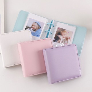 อัลบั้มใส่นามบัตร หนัง PU ขนาด 3 นิ้ว สีพื้น เรียบง่าย สําหรับใส่นามบัตร รูปภาพ