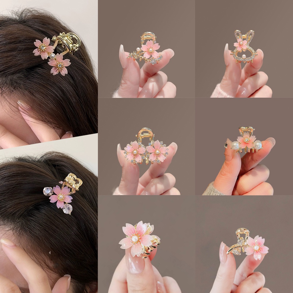 ใหม่ กิ๊บติดผม โลหะ รูปดอกซากุระน่ารัก ประดับไข่มุก ขนาดเล็ก สําหรับผู้หญิง