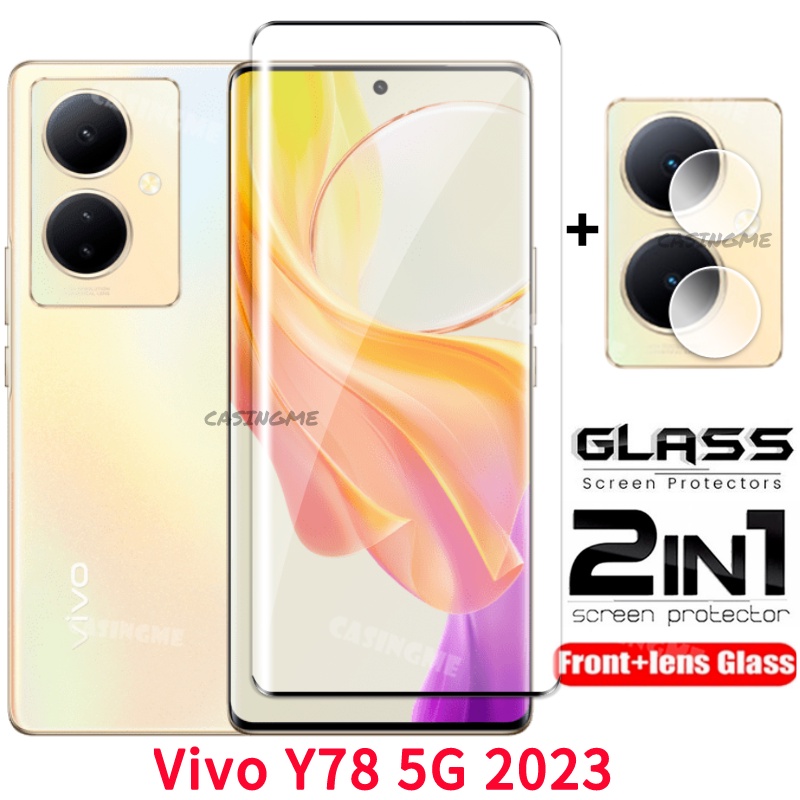 2 in 1 ฟิล์มกระจกนิรภัยกันรอยหน้าจอ เลนส์ด้านหลัง สําหรับ Vivo Y78 5G Y78 5G Y 78 78Y Vivo Y78 Y27 4