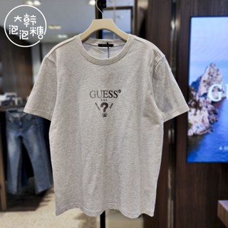 Gues ใหม่ เสื้อยืดลําลอง ผ้าฝ้าย แขนสั้น คอกลม พิมพ์ลายฉลาก ขนาดใหญ่ เรียบง่าย เหมาะกับฤดูร้อน สําหรับผู้ชาย และผู้หญิง